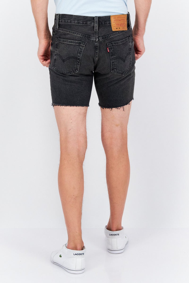 Men Washed Denim Short, Black