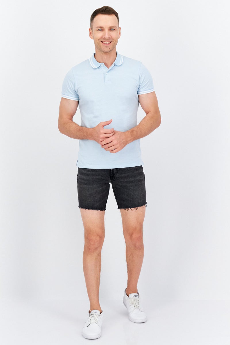 Men Washed Denim Short, Black