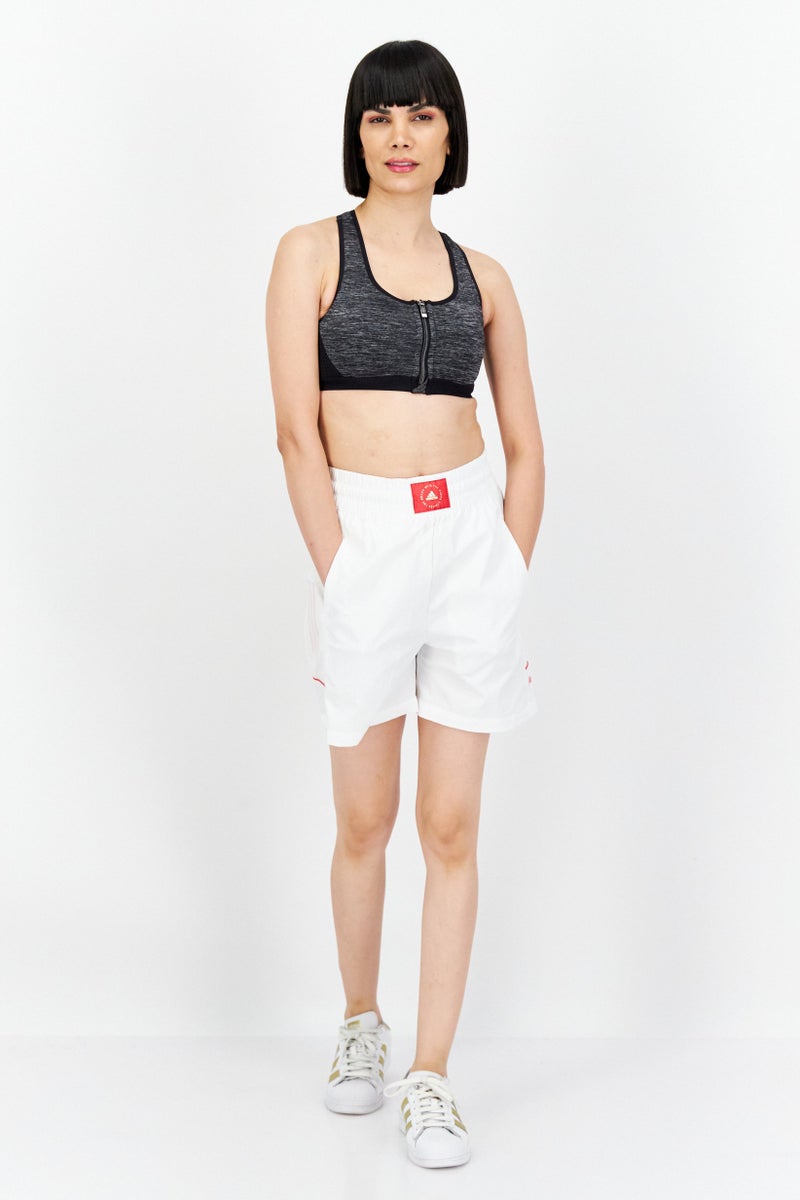 Women Sportswear Brand Logo Basic Shorts, White