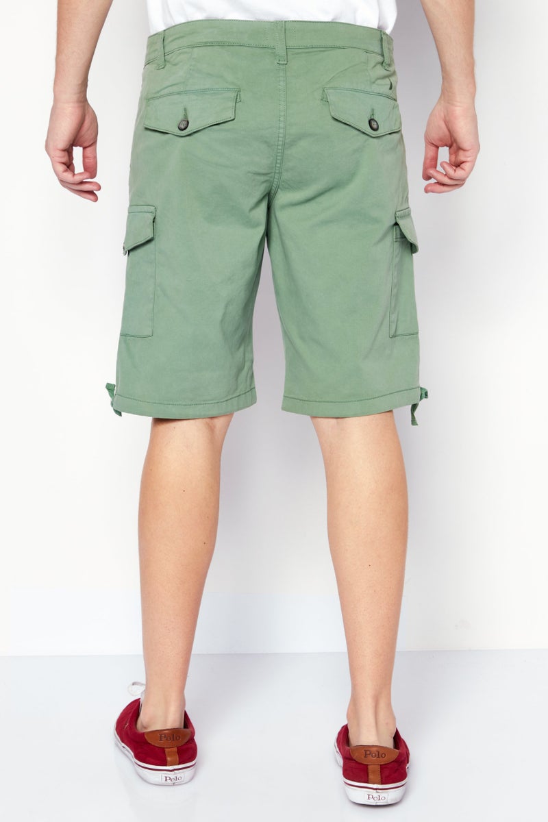 Men Solid Cargo Shorts, Green