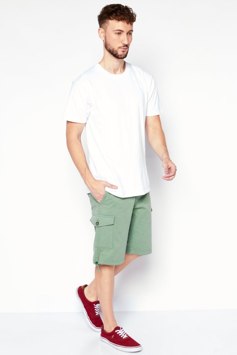 Men  Slim Fit  10 Inseam Plain Basic Short, Green