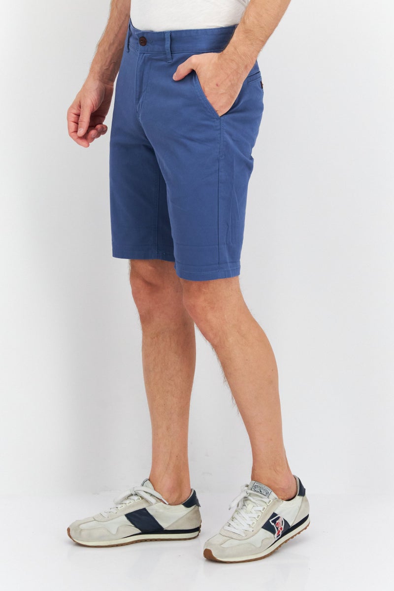 Men Slim Fit Plain Basic Shorts, Blue