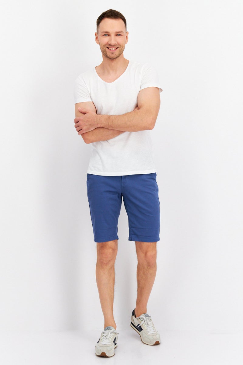 Men Slim Fit Plain Basic Shorts, Blue