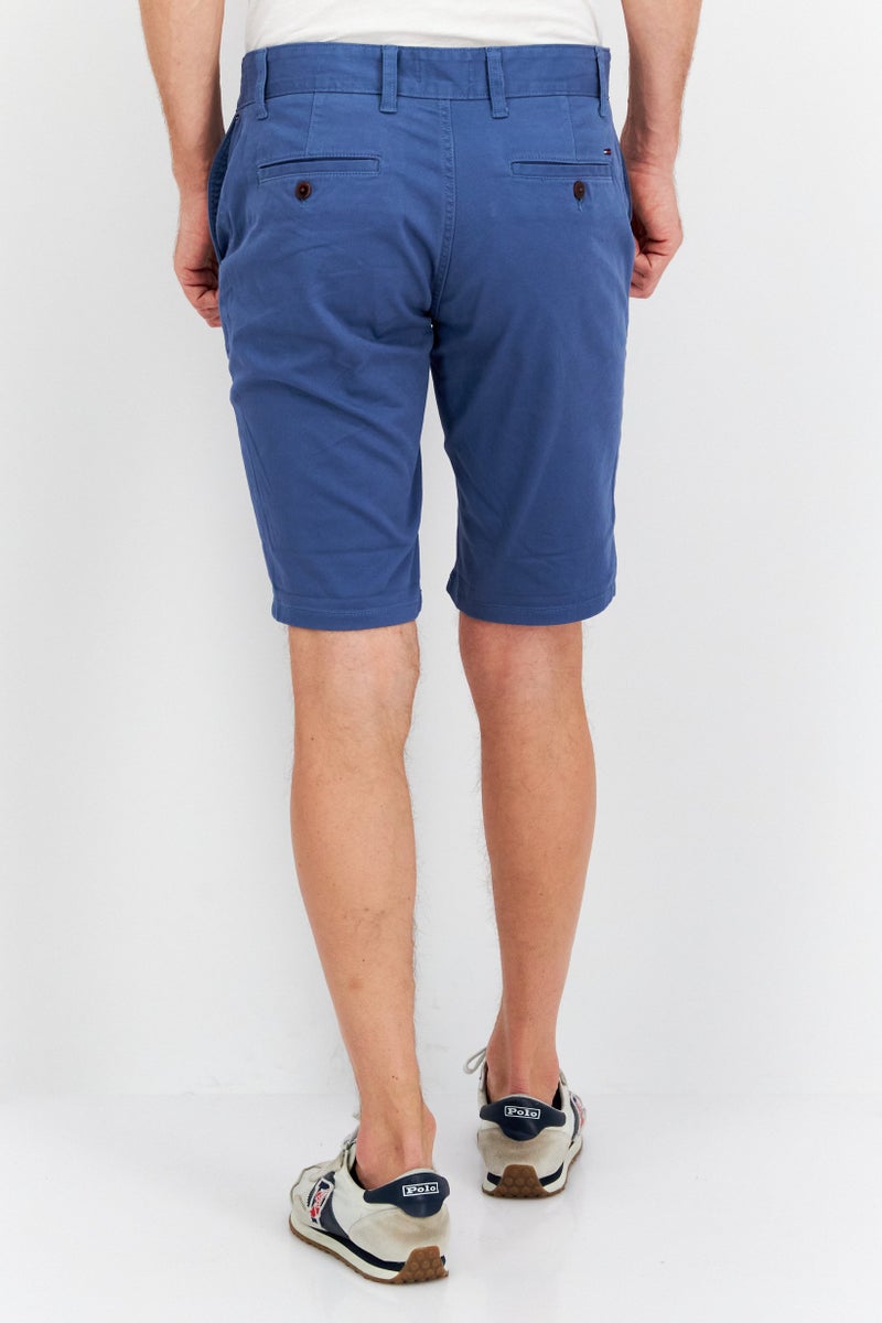 Men Slim Fit Plain Basic Shorts, Blue