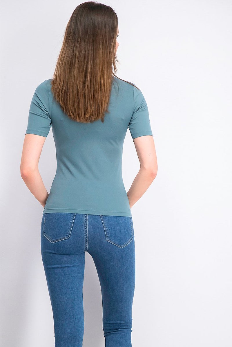 Women Shortsleeve Top, Teal