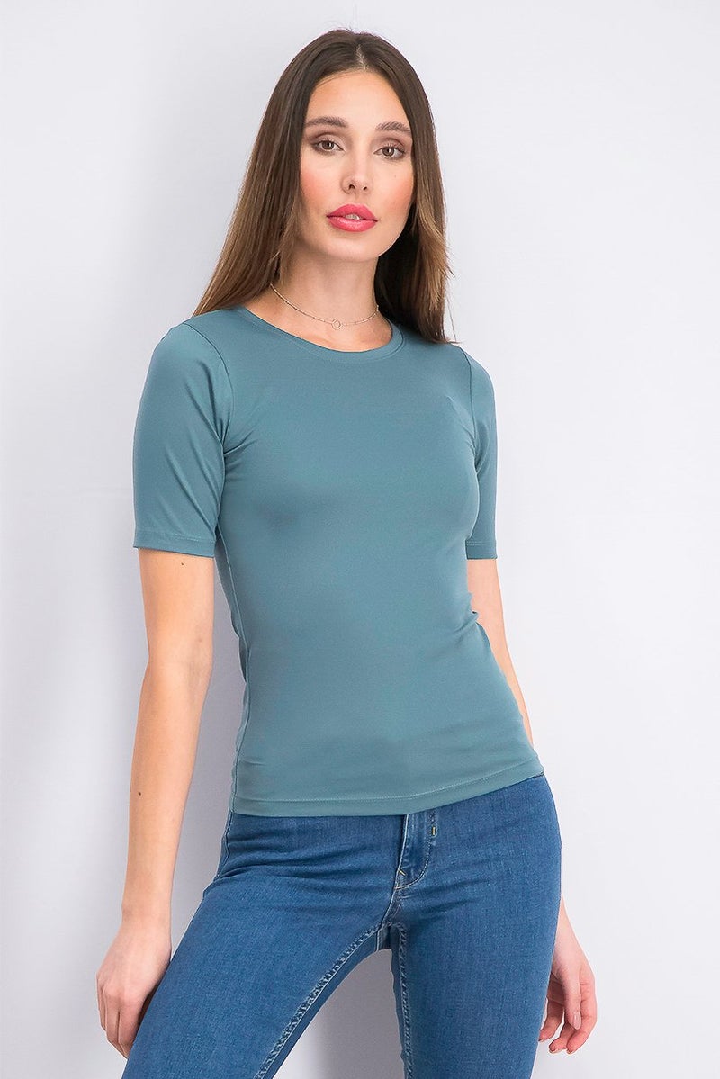 Women Shortsleeve Top, Teal