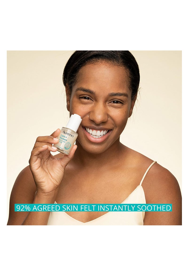 Aveeno Calm + Restore Triple Oat Hydrating Face Serum for Sensitive Skin, Gentle, Lightweight Facial Serum Instantly Smooths Skin, Fast-Absorbing, Hypoallergenic & Fragrance-Free, 1 fl. oz