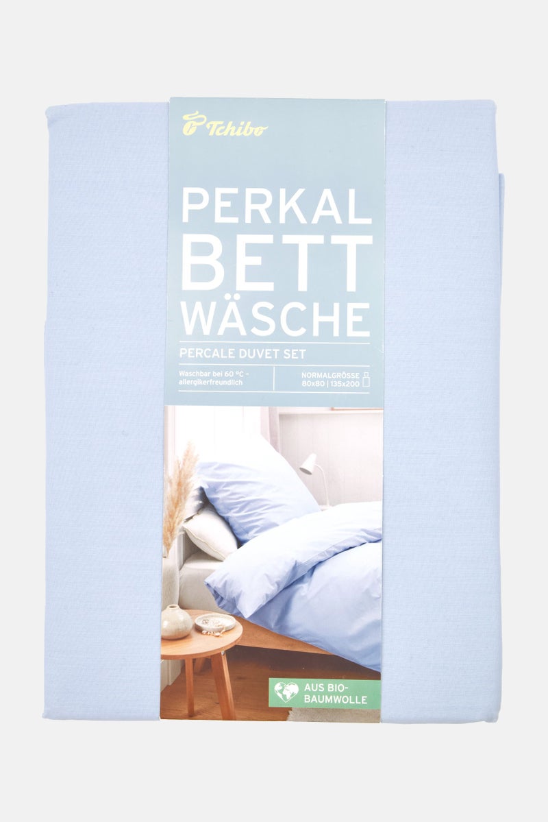 Percale Duvet Set 135 x 200 cm, Light Blue