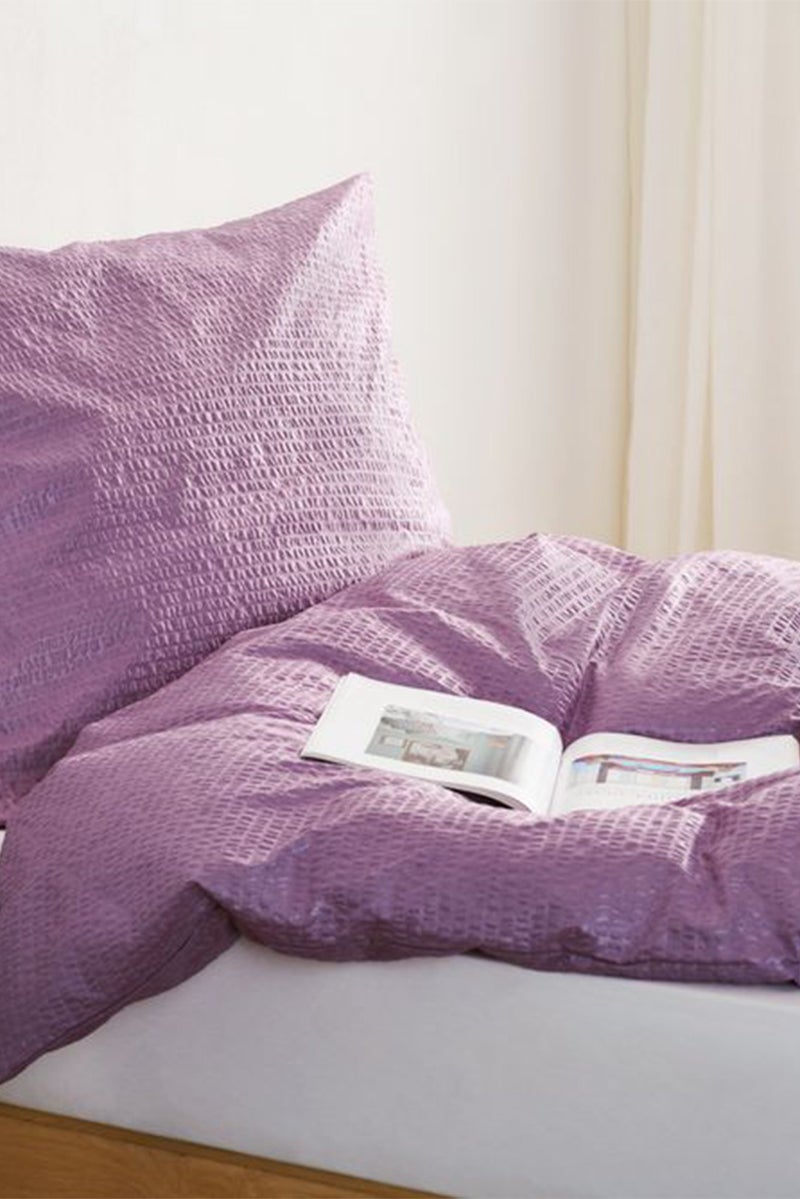 Seersucker Duvet Set 135 x 200 cm, Purple