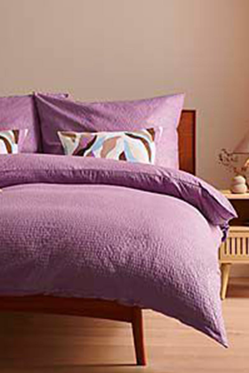 Seersucker Duvet Set 135 x 200 cm, Purple