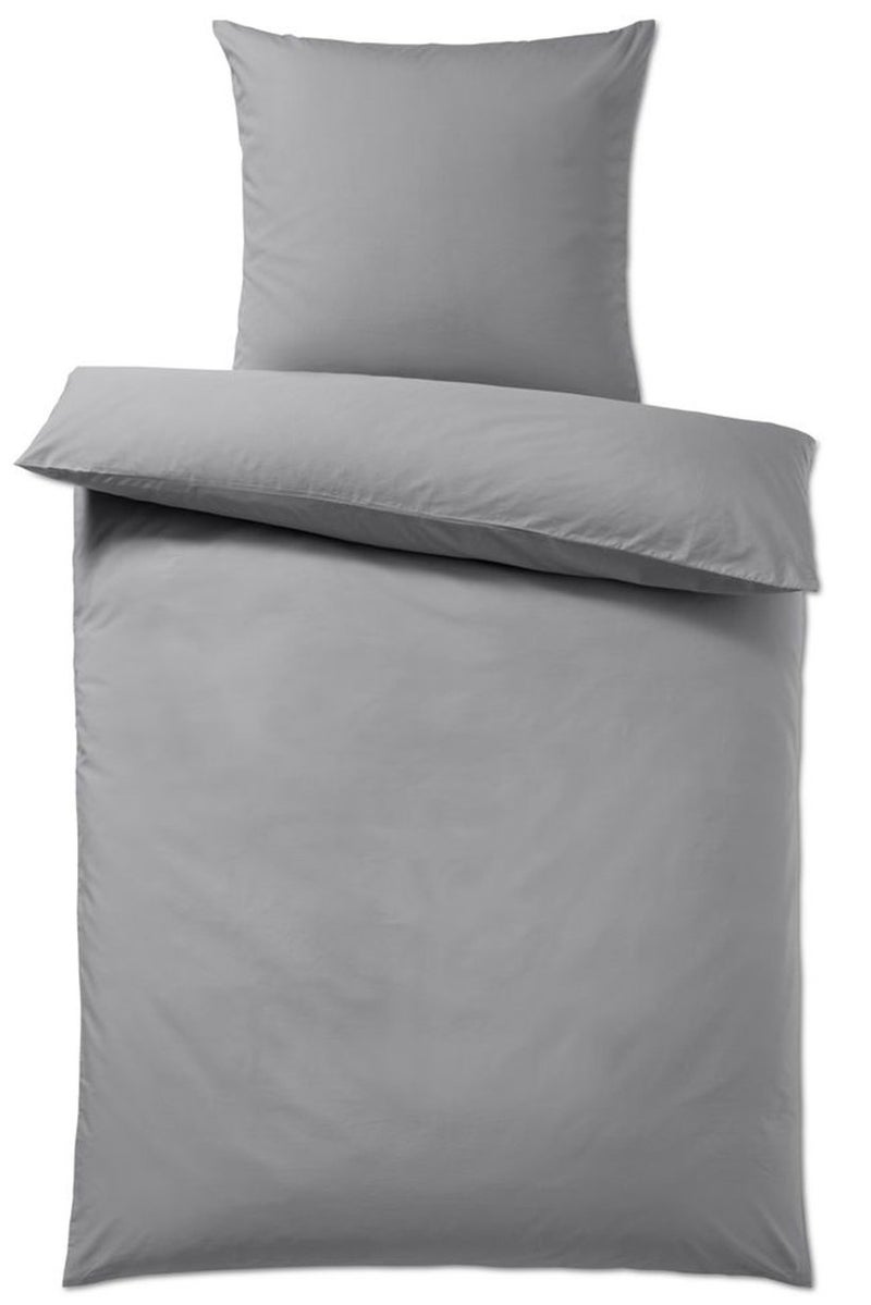 Double Percale Duvet Set 135 x 200 cm, Grey