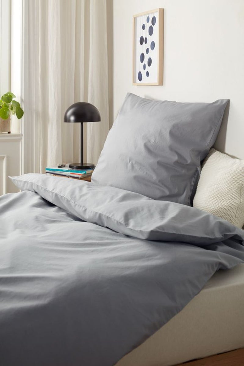 Double Percale Duvet Set 135 x 200 cm, Grey