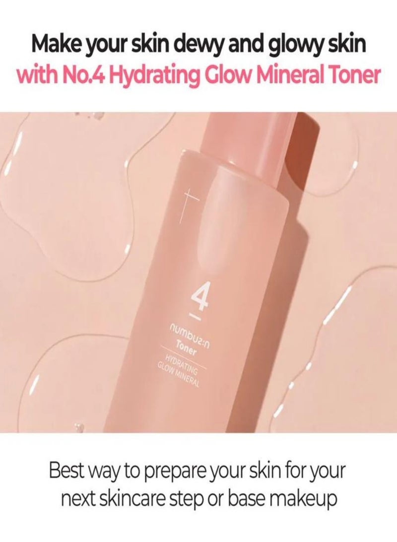 Numbuzin No.4 Hydrating Glow Mineral Toner - Enriched with Thermal Water and Hyaluronic Acid for Ultimate Hydration and Radiance, Enhances Makeup Longevity, 200ml