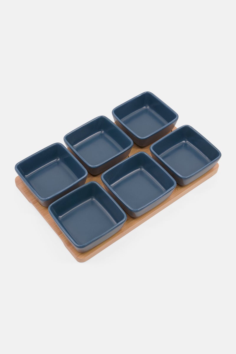 6 Bowl And Tray Set, Navy Blue