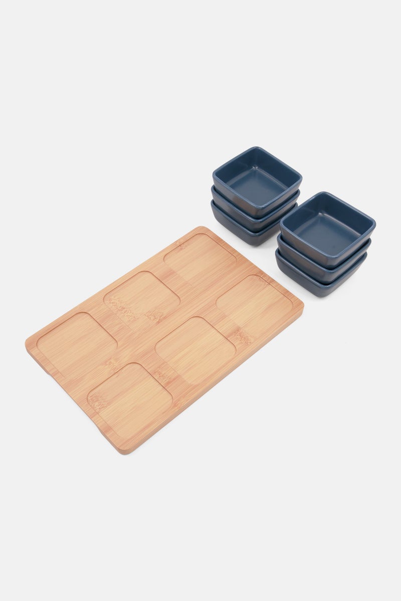 6 Bowl And Tray Set, Navy Blue