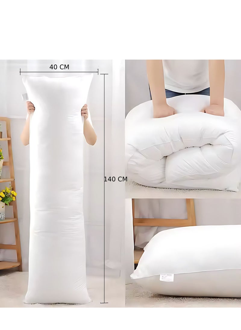 1-Piece Body Pillow Striped White, Long Pillow Soft Microfiber Anti Allergic&Anti-bacterial, Size(40x140CM)