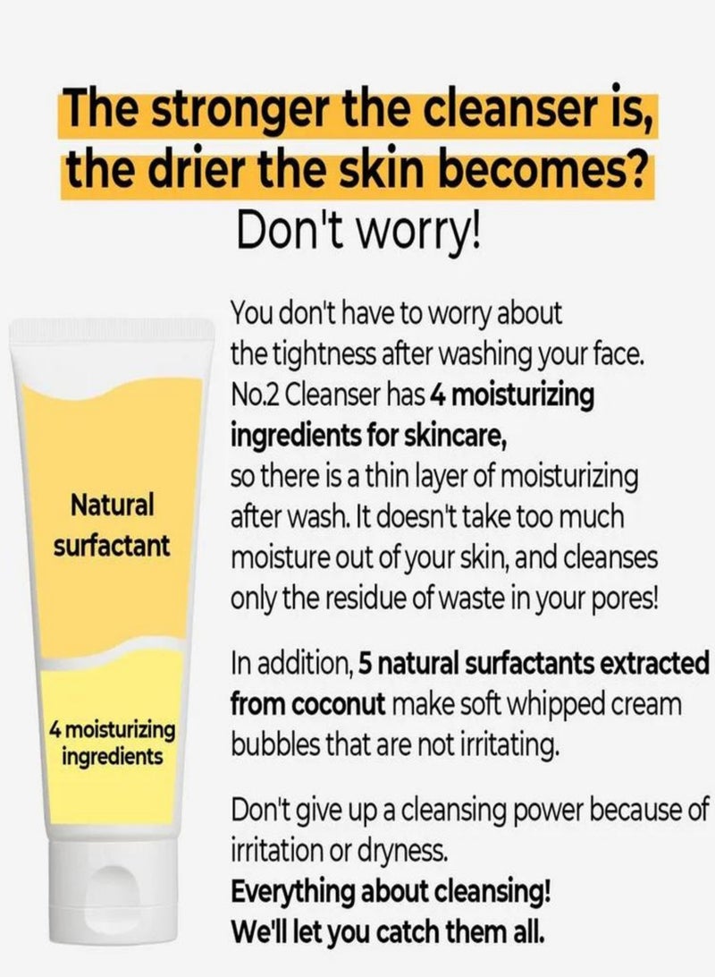 Numbuzin No.2 Deep Clean Fresh Cream Cleanser - Rich Foam Face Wash with Natural Cleansing Ingredients for Thoroughly Clean and Refreshing Skin,Korean Skincare,120ml