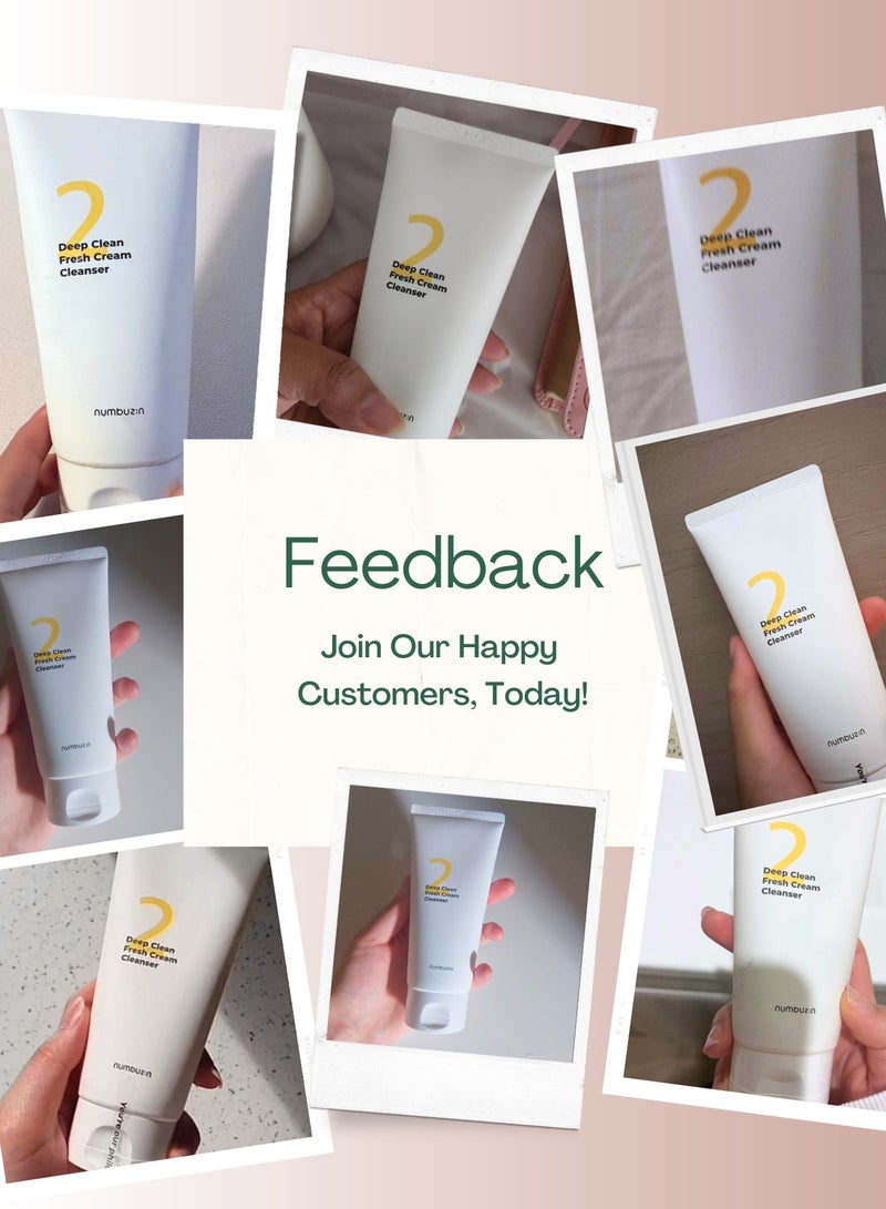 Numbuzin No.2 Deep Clean Fresh Cream Cleanser - Rich Foam Face Wash with Natural Cleansing Ingredients for Thoroughly Clean and Refreshing Skin,Korean Skincare,120ml