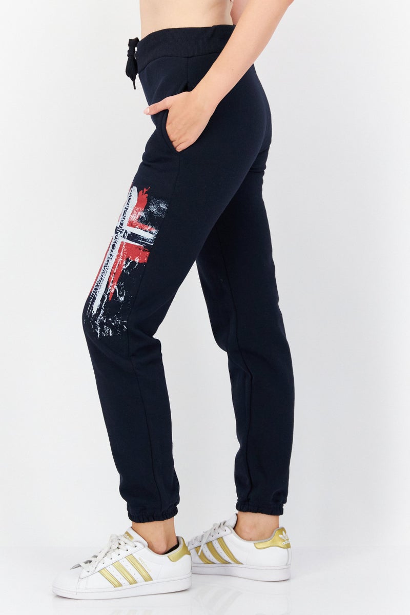 Women Regular Fit Graphic Jogger Pant, Navy