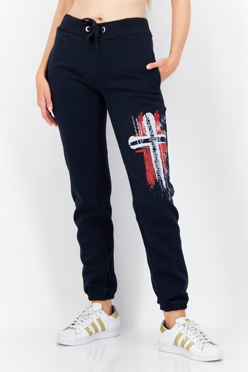 Women Regular Fit Graphic Jogger Pant, Navy