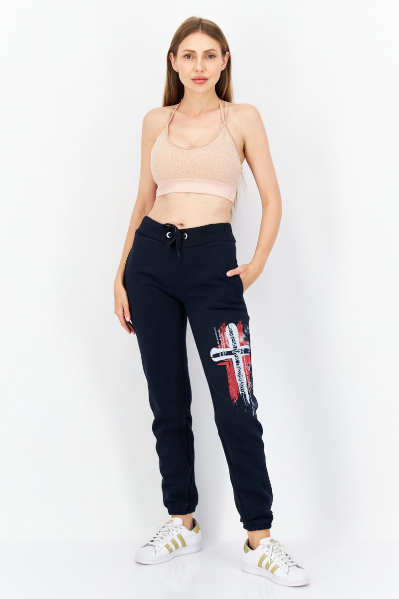 Women Regular Fit Graphic Jogger Pant, Navy