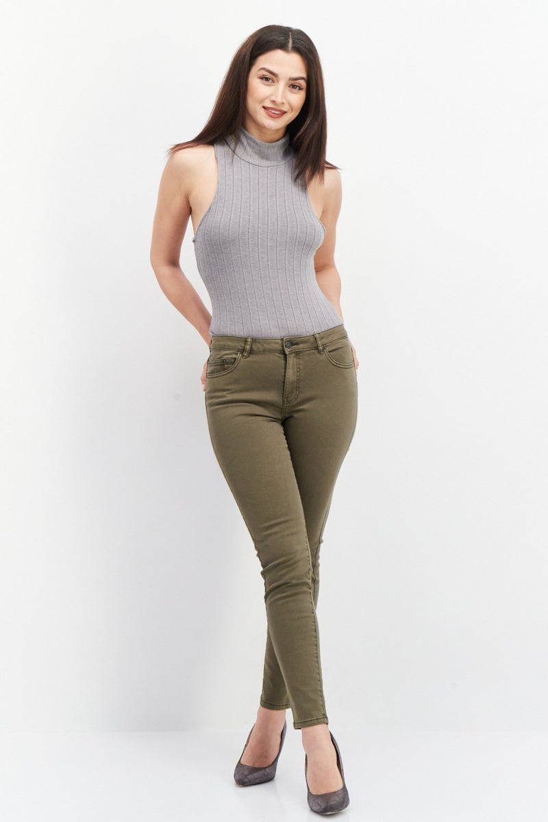 Women Skinny Fit Solid Chino Pant, Khaki