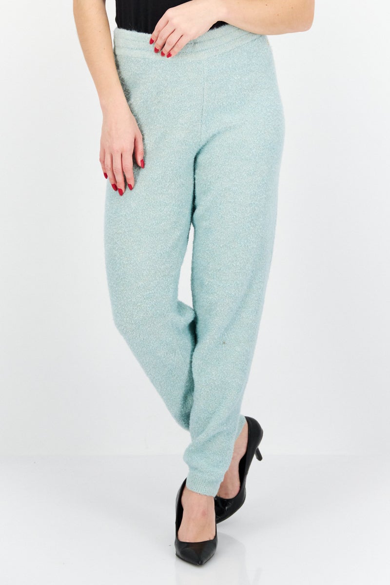 Women Regular Fit High Rise Wide Leg Trouser, Mint Green