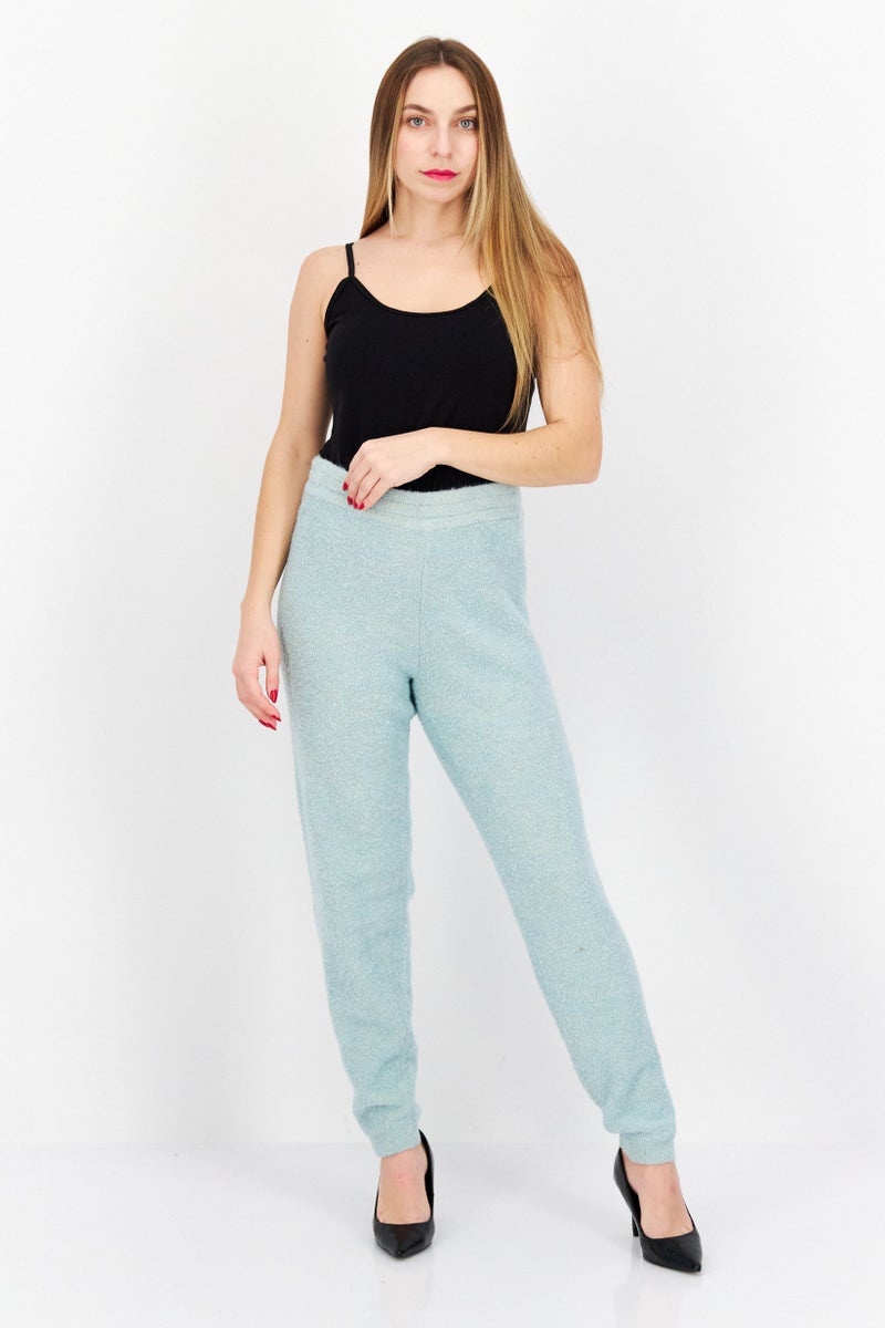 Women Regular Fit High Rise Wide Leg Trouser, Mint Green