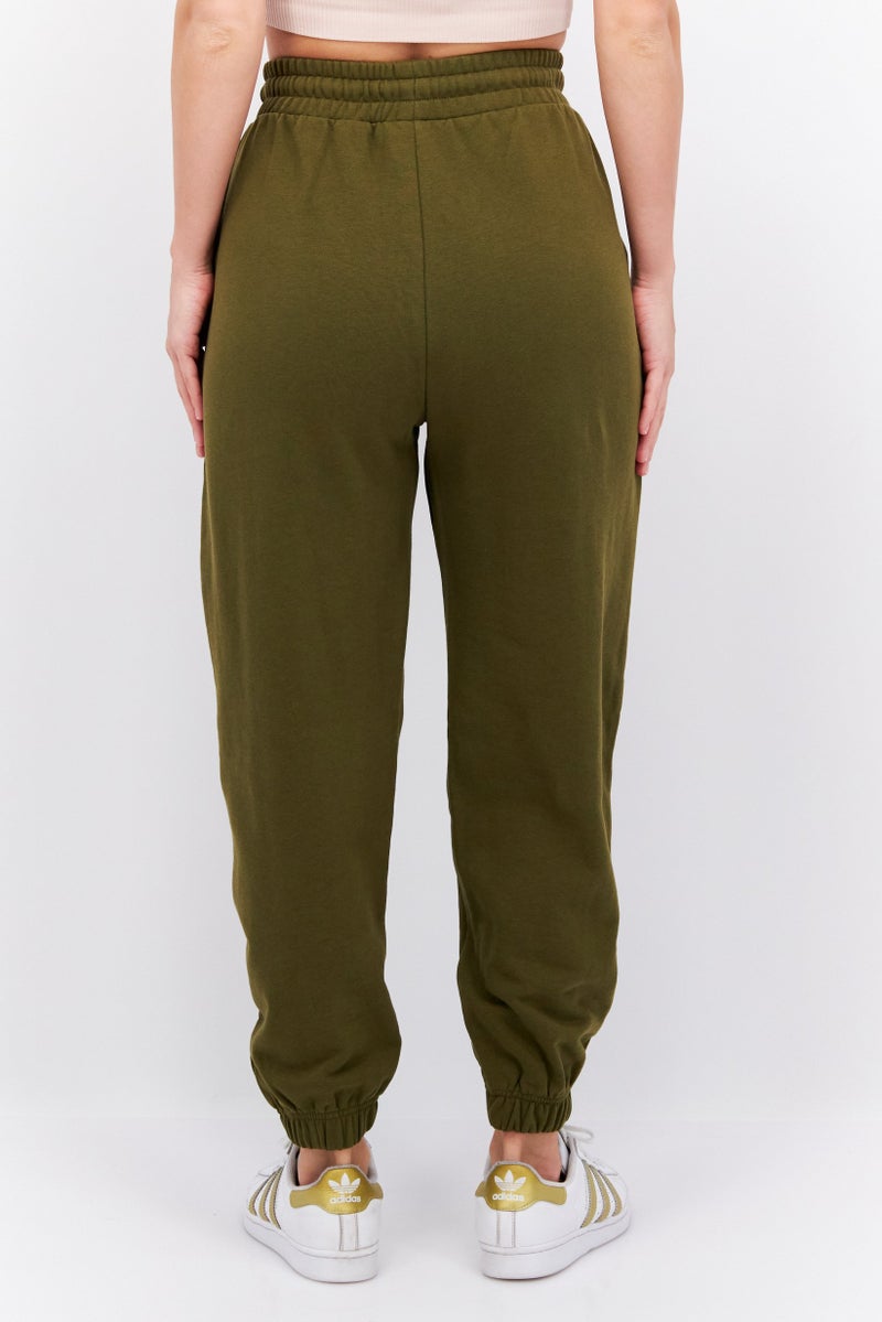 Women Regular Fit Solid Sweatpants, Olive