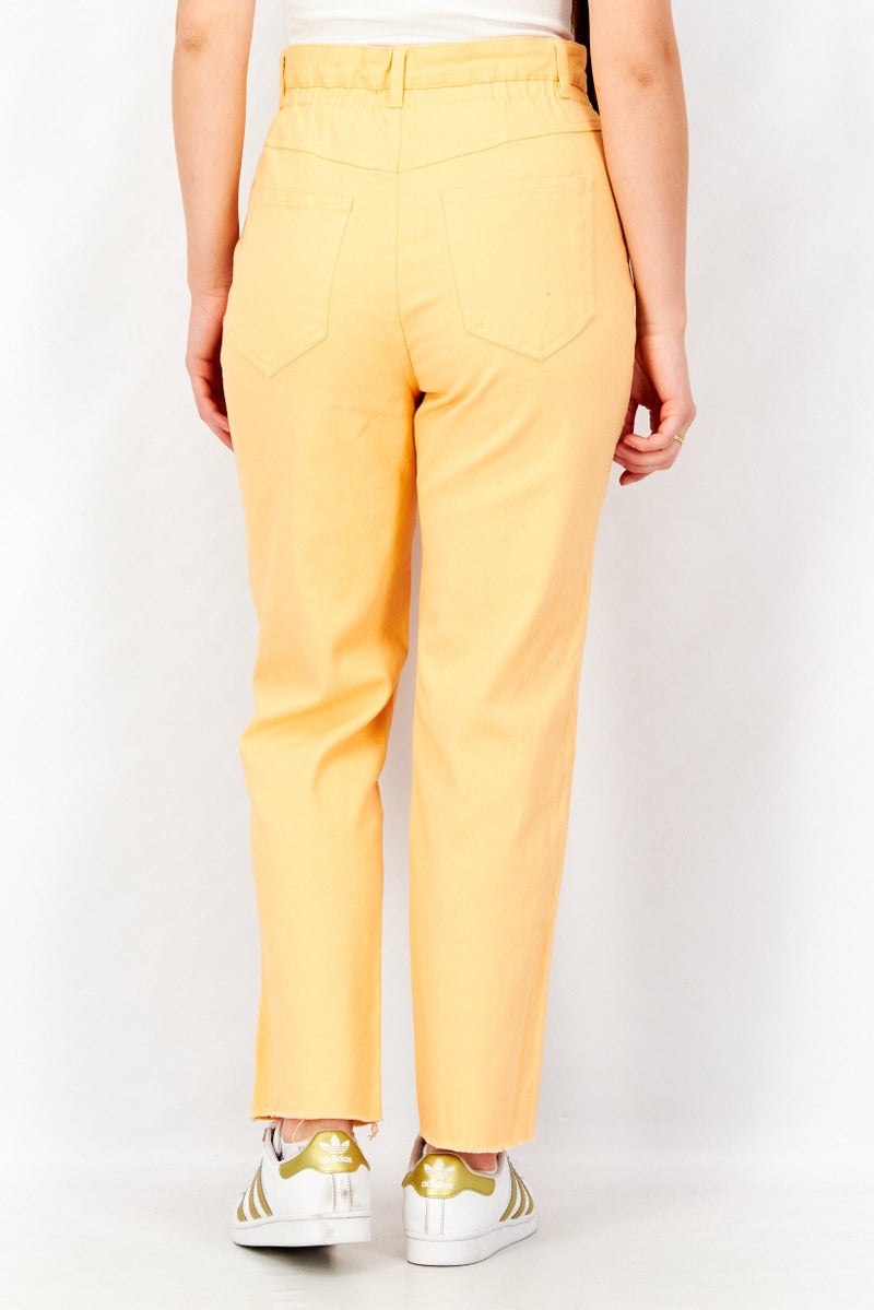 Women Regular Fit Solid Stretchable Pants, Orange