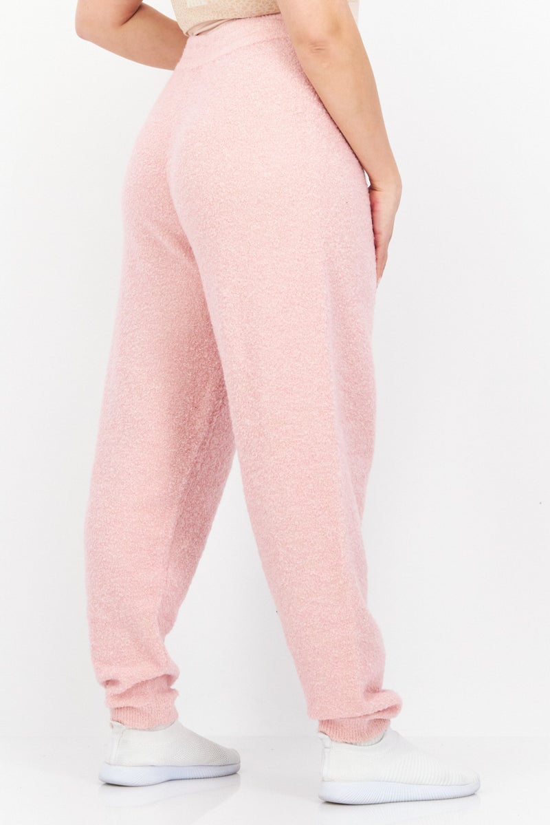 Women Regular Fit Brand Logo Pull-On Sweatpants, Pink
