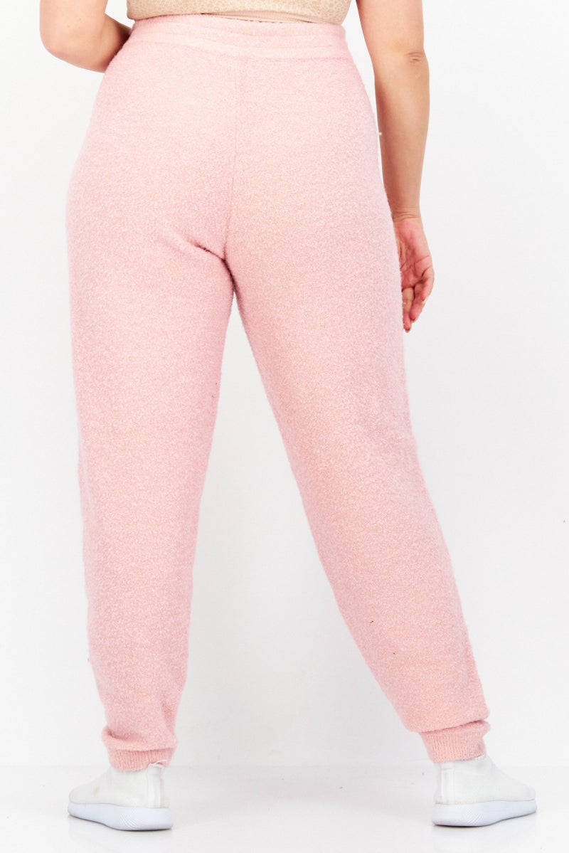 Women Regular Fit Brand Logo Pull-On Sweatpants, Pink