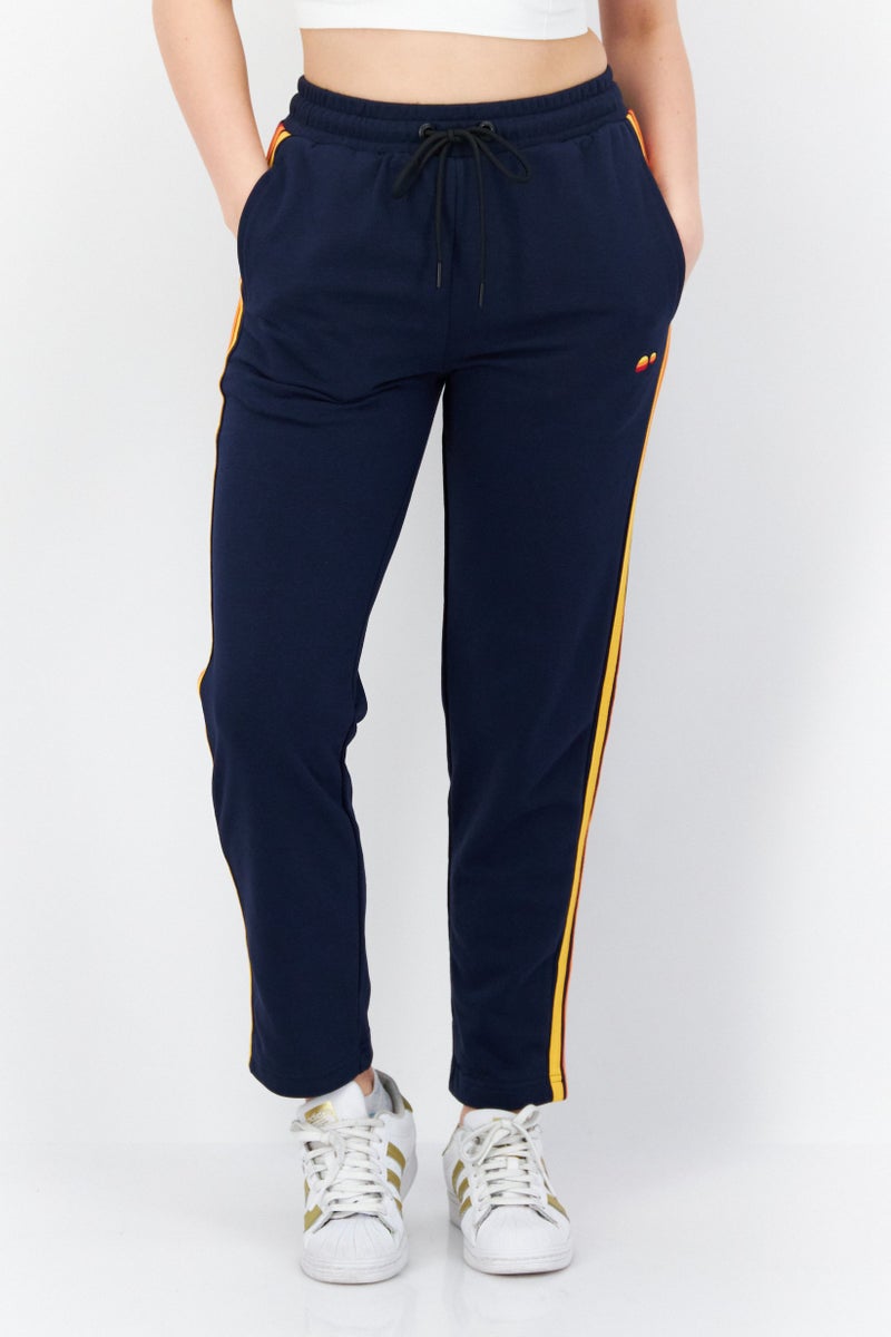Women Drawstring Embroidered Logo Sweatpants, Navy