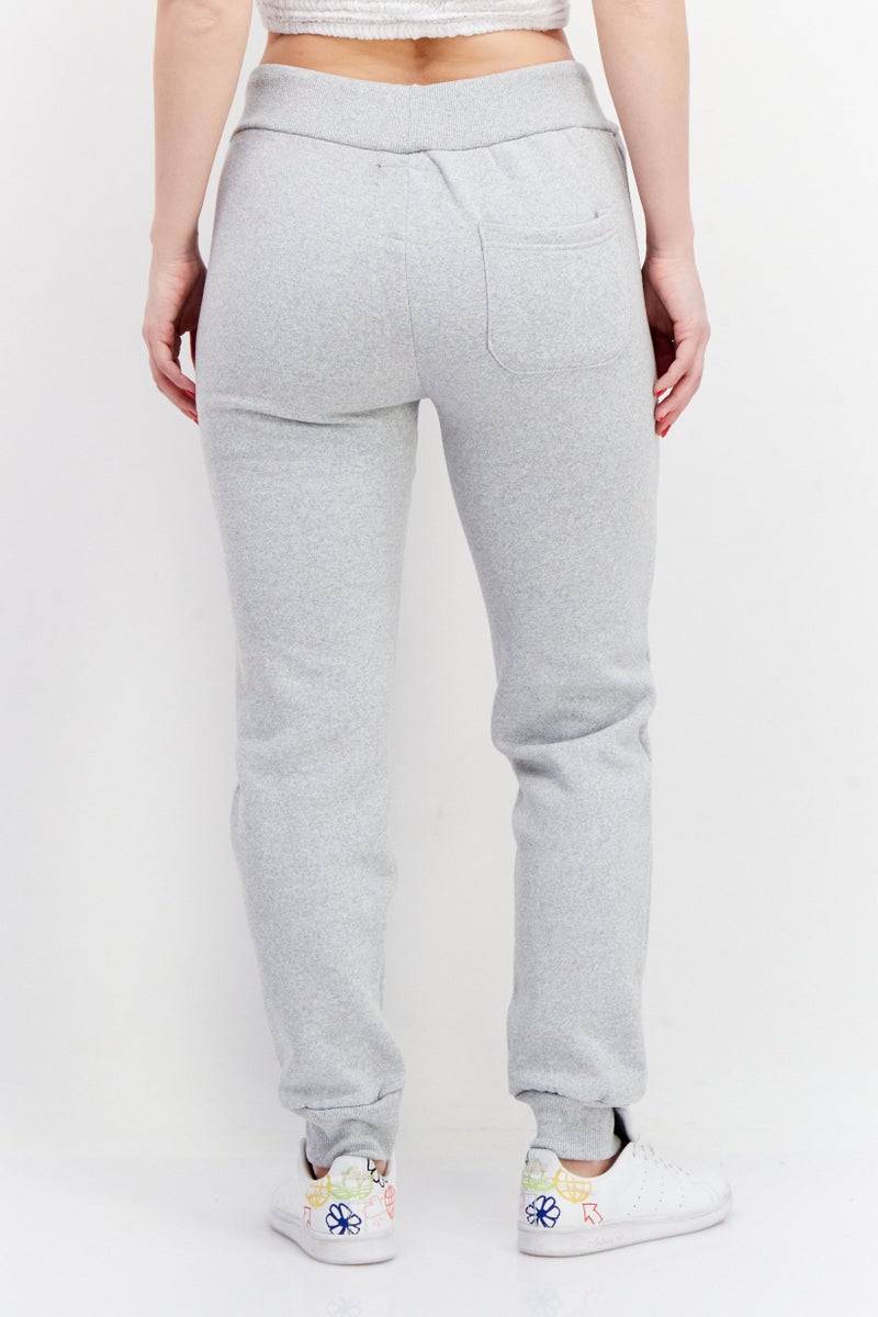 Women Drawstring Brand Logo Jogger Pants, Light Grey