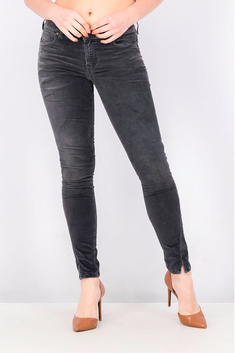 Women Slim Fit Low Waist Pants, Black