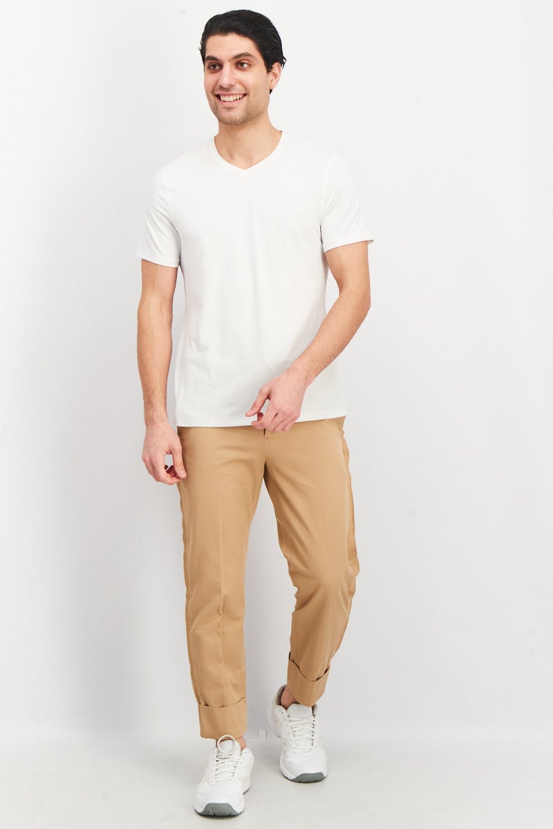 Men Tapered Fit Solid Murray Pants, Beige