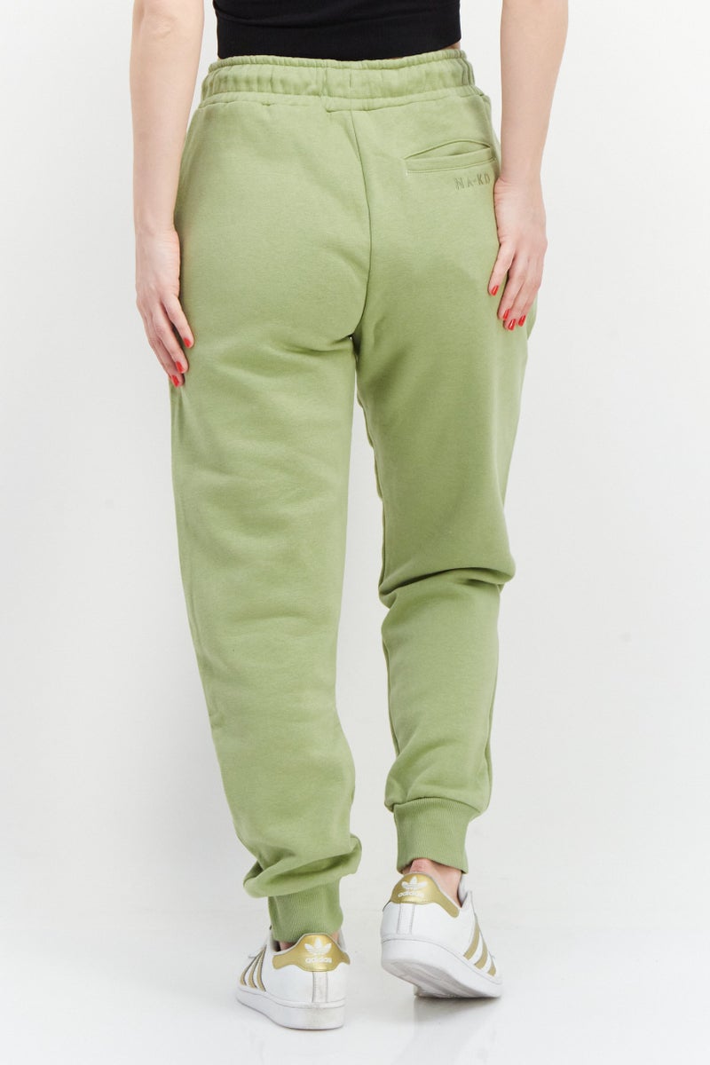 Women Drawstring Plain Sweatpants, Mint Green