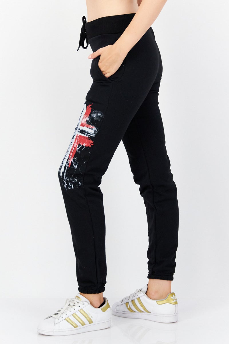 Women Regular Fit Graphic Jogger Pant, Black