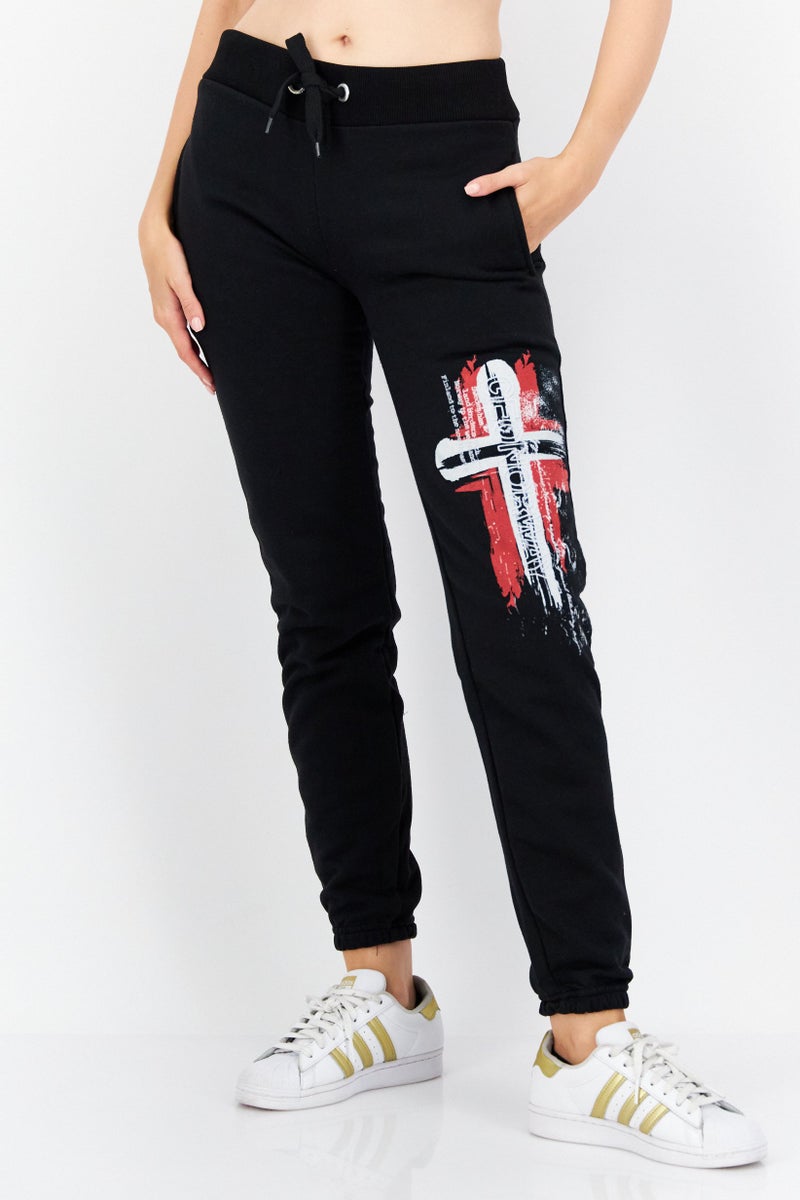 Women Regular Fit Graphic Jogger Pant, Black
