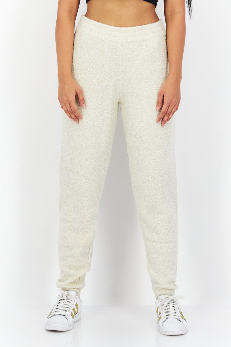 Women Regular Fit Brand Logo Pull-On Sweatpants, Beige