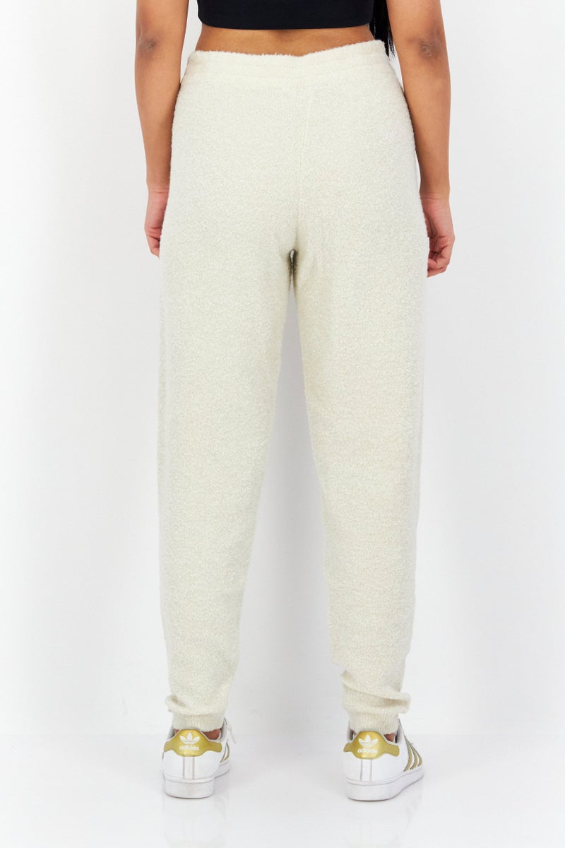 Women Regular Fit Brand Logo Pull-On Sweatpants, Beige