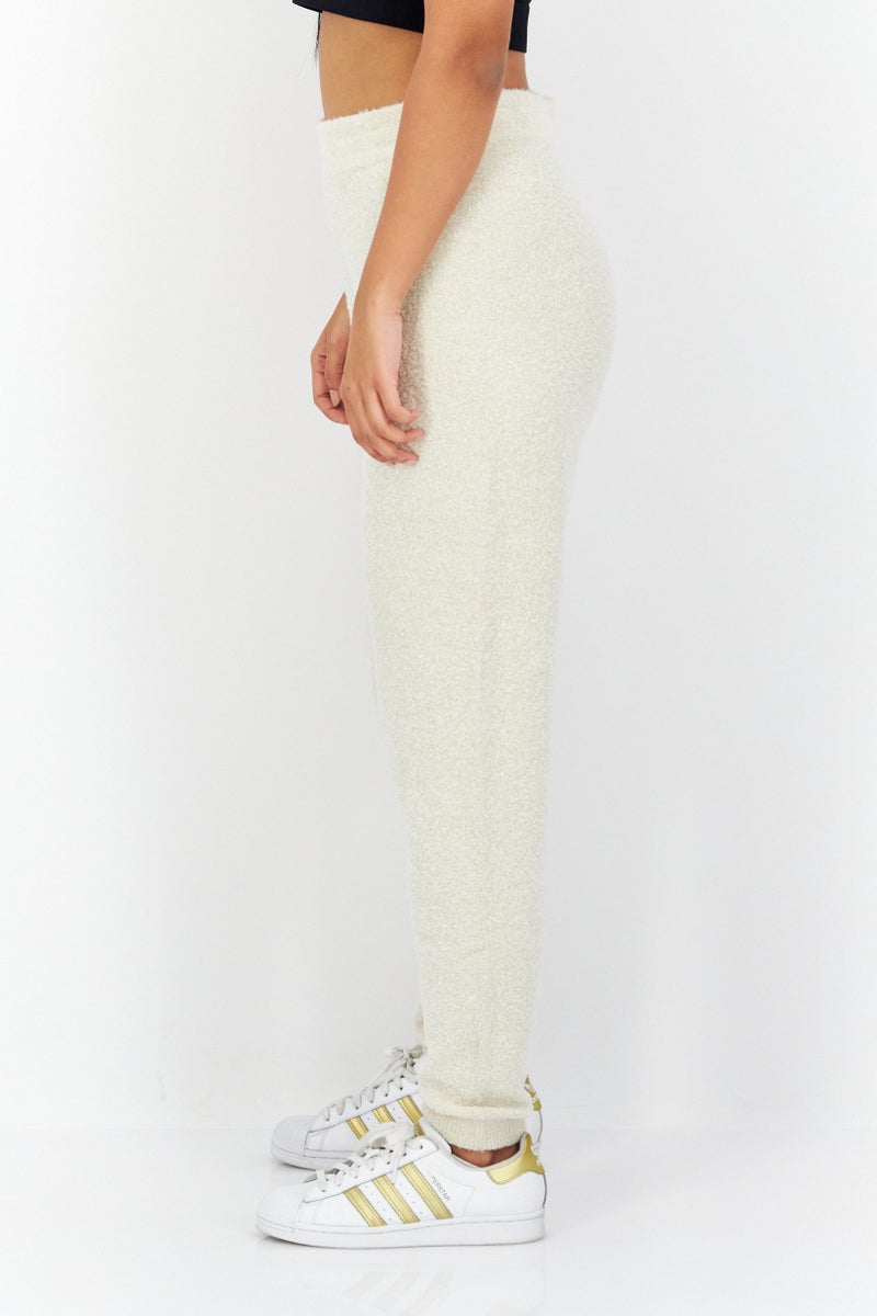 Women Regular Fit Brand Logo Pull-On Sweatpants, Beige