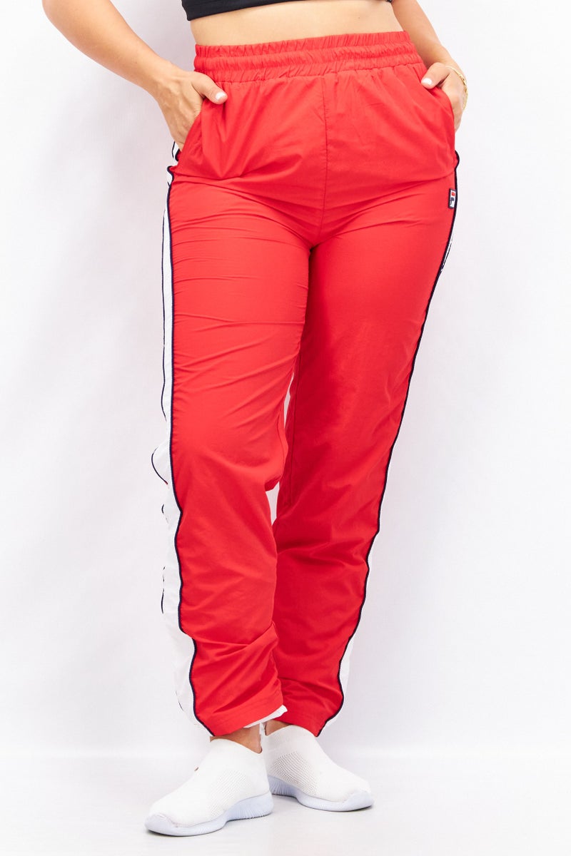 Women Sportswear Fit Brand Logo Track Pants, Red