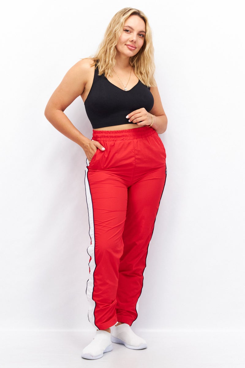 Women Sportswear Fit Brand Logo Track Pants, Red
