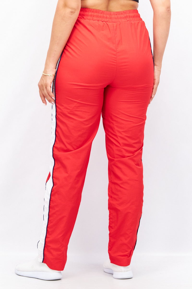 Women Sportswear Fit Brand Logo Track Pants, Red