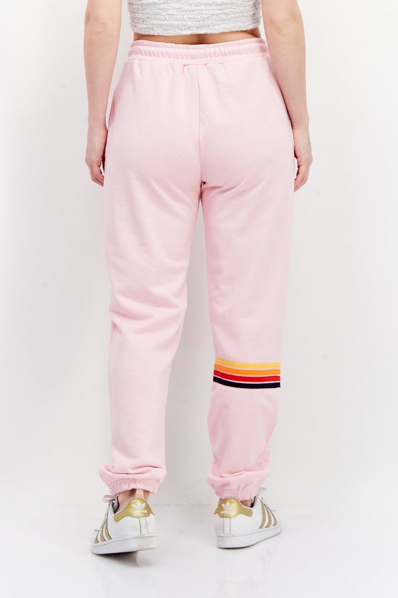 Women Drawstring Embroidered Logo Sweatpants, Pink