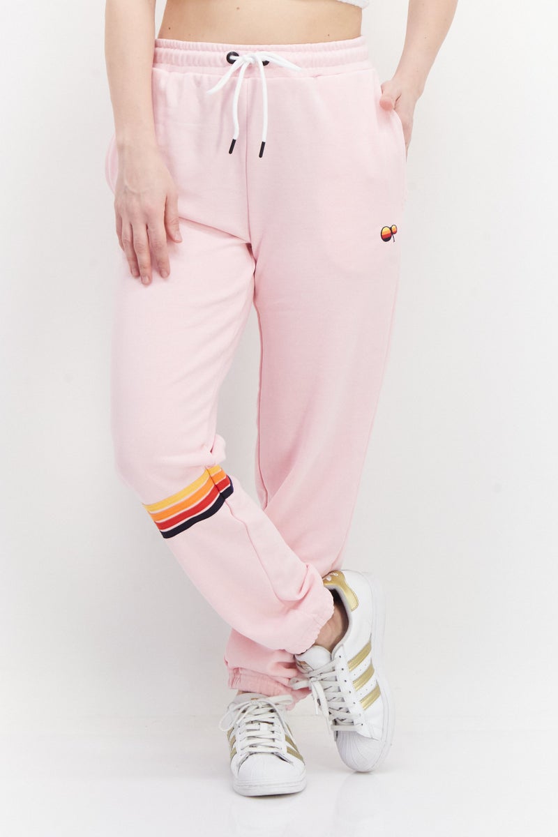 Women Drawstring Embroidered Logo Sweatpants, Pink