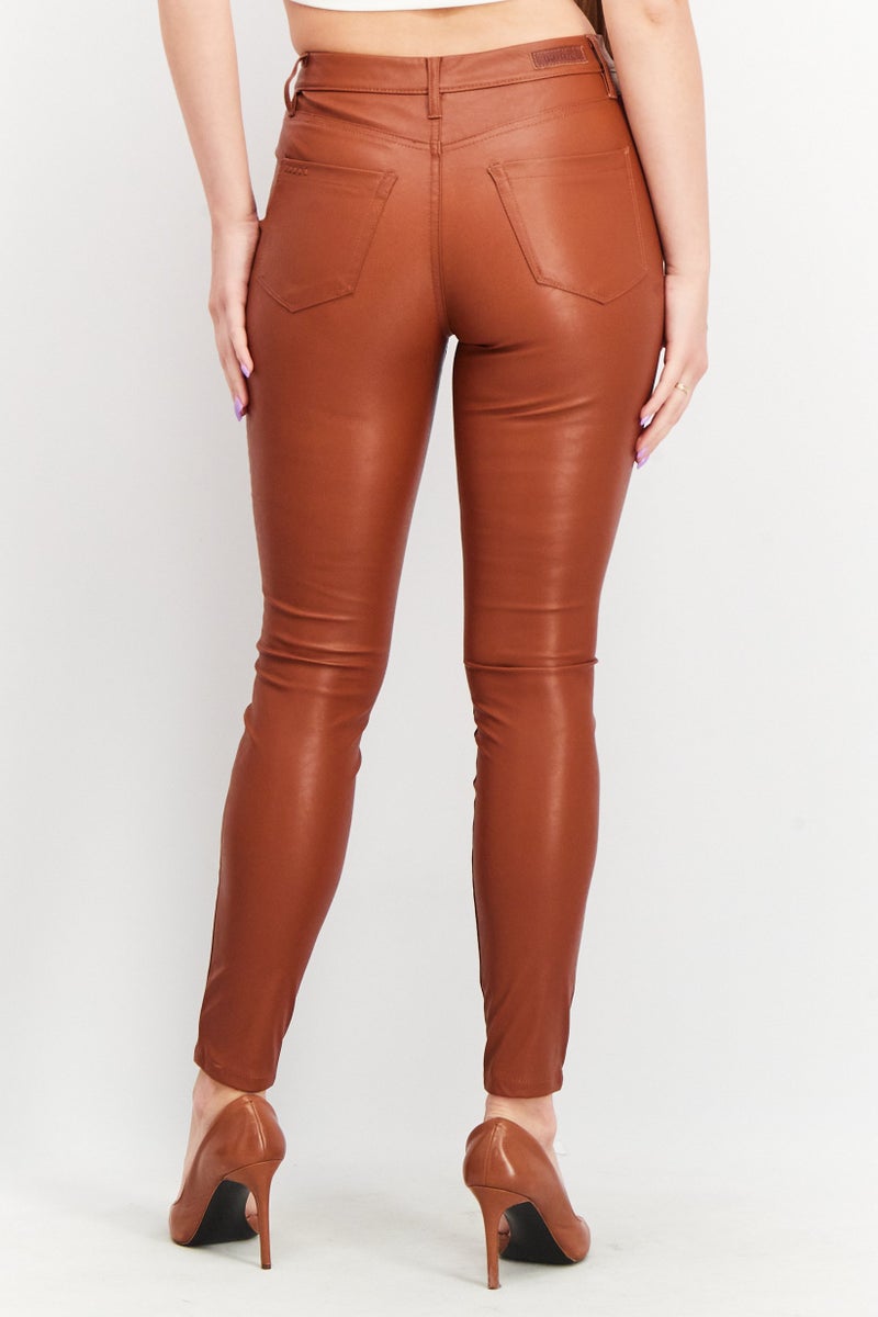 Women Regular Fit Solid Pants, Brown