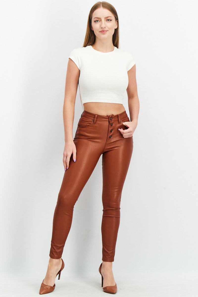 Women Regular Fit Solid Pants, Brown