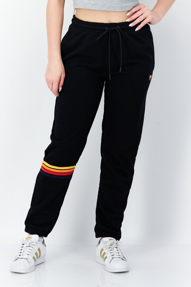Women Regular Fit Embroidered Logo Sweatpants, Black